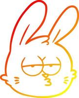 warm gradient line drawing cartoon jaded rabbit face vector