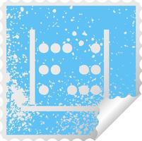 distressed square peeling sticker symbol maths abacus vector