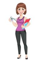 Cute cartoon businesswoman in casual clothes vector