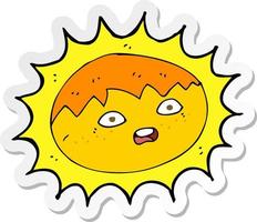 sticker of a cartoon sun vector