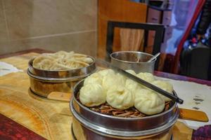 Close up Small Steam Buns in Chinese Restaurant photo