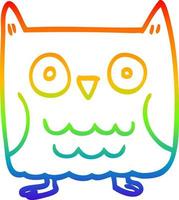 rainbow gradient line drawing funny cartoon owl vector