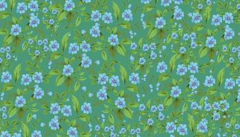 Flower seamless pattern with abstract floral branches with leaves, blossom flowers and berries. vector