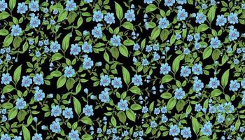 Flower seamless pattern with abstract floral branches with leaves, blossom flowers and berries. vector