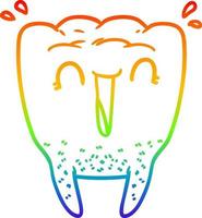rainbow gradient line drawing cartoon happy tooth vector