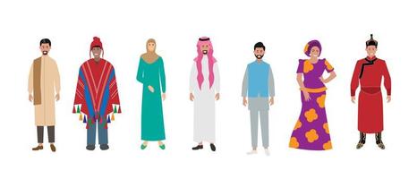Multicultural people crowd. Diverse person group, isolated multi ethnic community portrait. Vector illustration characters