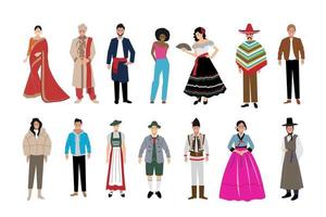 Multicultural people crowd. Diverse person group, isolated multi ethnic community portrait. Different nationality. Vector illustration characters