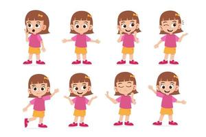 conjunto de ilustración de vector de dibujos animados de personaje de niña