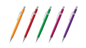 Set of colorful mechanical pen vector illustration