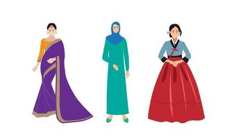 Multiethnic women together, diversity or multicultural  vector illustration