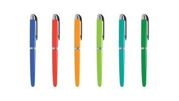 Set of six ballpoint pens vector illustration