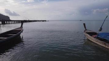 aereo Visualizza a partire dal droni di pesca Barche nel il riva durante Basso marea. superiore Visualizza di molti tailandese tradizionale coda lunga pesca Barche nel il tropicale isole. un' lotto di lungo coda barca su mare video