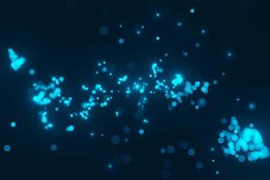 abstract Blue glowing particles blurred on dark background 3D rendering photo