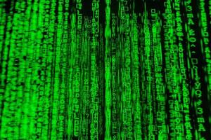 Abstract Futuristic green matrix Binary digital data background 3D rendering photo