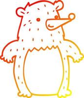 warm gradient line drawing cartoon bear vector