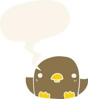 cartoon chick and speech bubble in retro style vector