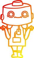 warm gradient line drawing cartoon robot vector