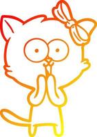 warm gradient line drawing cartoon cat vector