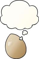 cartoon egg and thought bubble in smooth gradient style vector