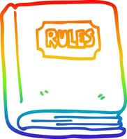 libro de reglas de dibujos animados de dibujo de línea de degradado de arco iris vector