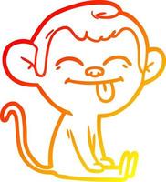 warm gradient line drawing funny cartoon monkey sitting vector