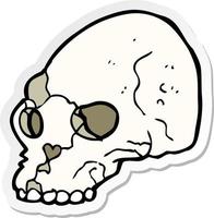 sticker of a cartoon spooky skull vector
