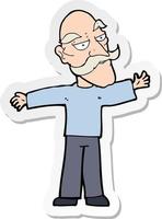 sticker of a cartoon old man spreading arms wide vector