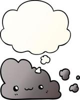 cute cartoon cloud and thought bubble in smooth gradient style vector