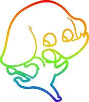 rainbow gradient line drawing cute cartoon elephant vector