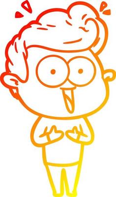 warm gradient line drawing cartoon staring man