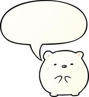 cute cartoon polar bear and speech bubble in smooth gradient style vector