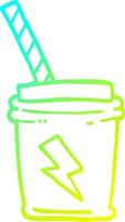 dibujos animados de dibujo de línea de gradiente frío sacar bebida vector