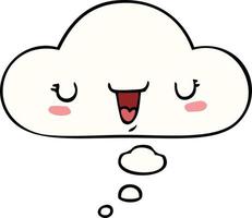 cute happy face cartoon and thought bubble vector