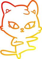 warm gradient line drawing cute cartoon cat vector