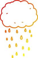 cálido gradiente línea dibujo dibujos animados lluvia nube vector