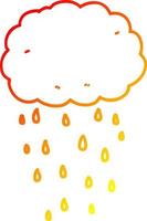 warm gradient line drawing cartoon rain cloud vector