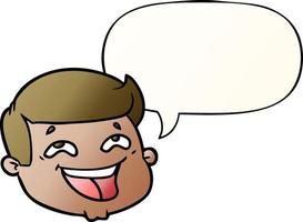 happy cartoon male face and speech bubble in smooth gradient style vector