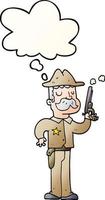 cartoon sheriff and thought bubble in smooth gradient style vector