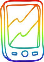 rainbow gradient line drawing cartoon red mobile phone vector