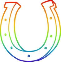 dibujo de línea de gradiente de arco iris herradura de caballo de hierro de dibujos animados vector