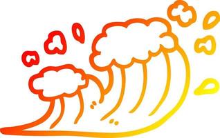 warm gradient line drawing cartoon wave crashing vector