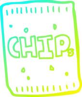 cold gradient line drawing cartoon packet of chips vector