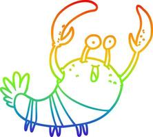 rainbow gradient line drawing cartoon lobster vector