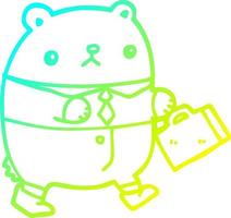 cold gradient line drawing cartoon bear in work clothes vector