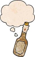caricatura, botella de cerveza, y, pensamiento, burbuja, en, grunge, textura, patrón, estilo vector
