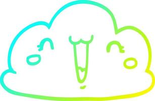 cold gradient line drawing cute cartoon cloud vector