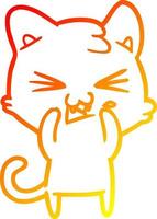 warm gradient line drawing cartoon cat vector