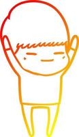 warm gradient line drawing cartoon smug boy vector