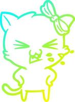 cold gradient line drawing cartoon cat vector