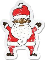 retro distressed sticker of a cartoon stressed out santa vector